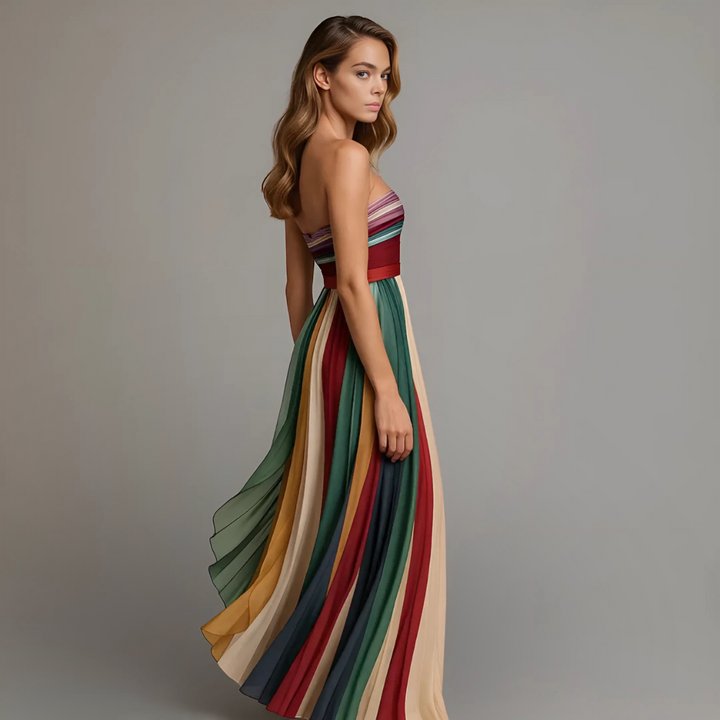 Women’s Colorful Strapless Maxi Dress for Summer Occasions 2