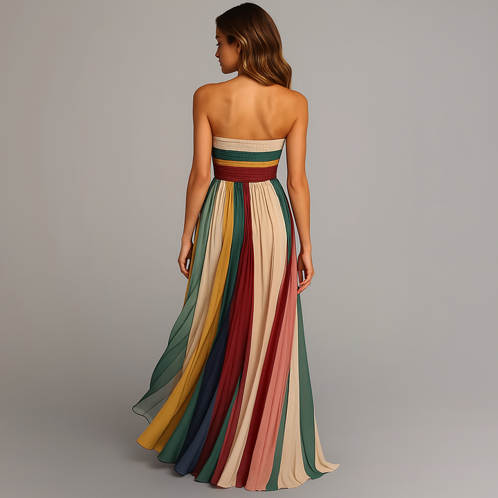 Women’s Colorful Strapless Maxi Dress for Summer Occasions 3