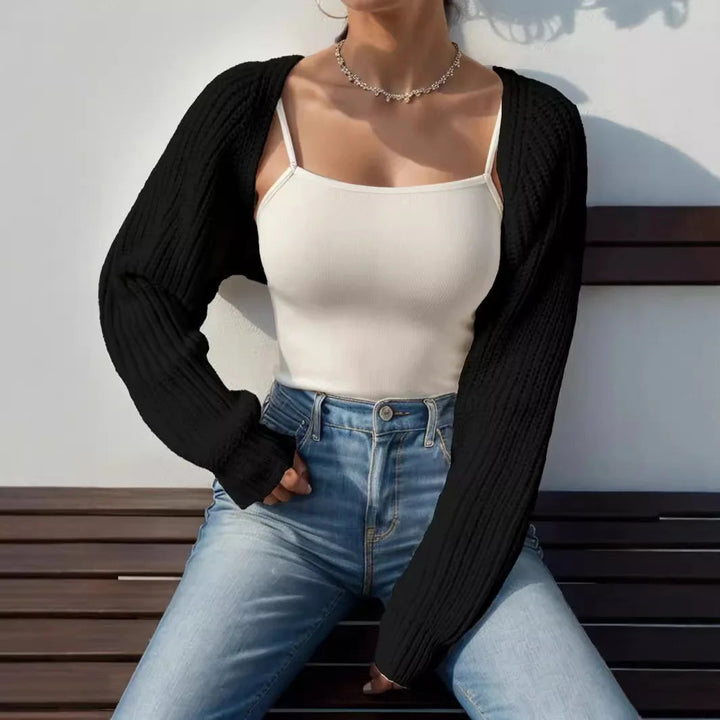 Women’s Cropped Shrug Cardigan Relaxed Ribbed Design 1