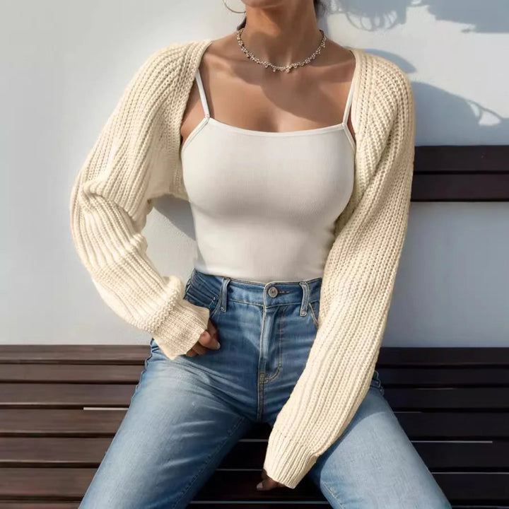 Women’s Cropped Shrug Cardigan Relaxed Ribbed Design 2
