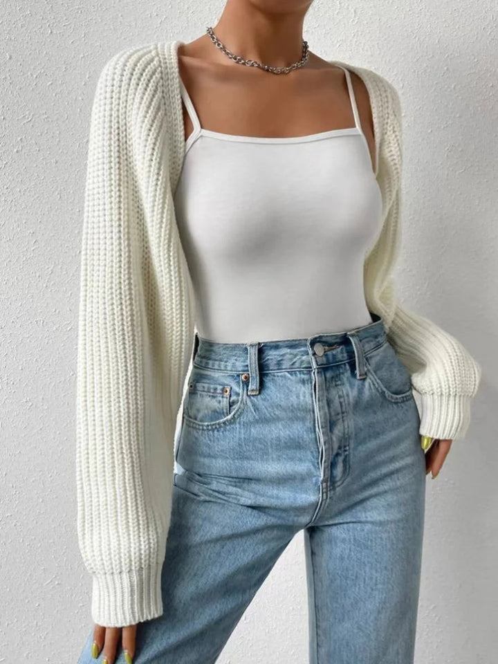 Women’s Cropped Shrug Cardigan Relaxed Ribbed Design 5