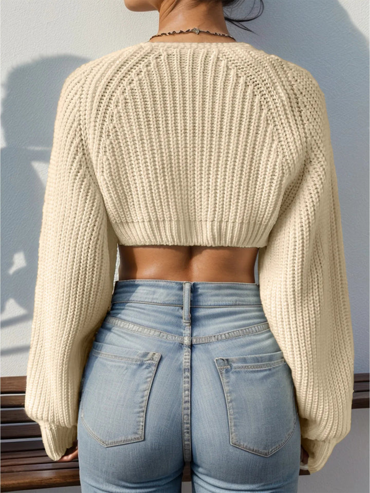 Women’s Cropped Shrug Cardigan Relaxed Ribbed Design 6