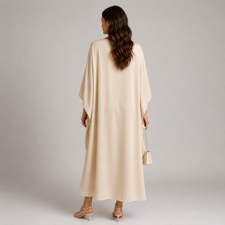 Women’s Draped Cape Maxi Dress Elegant Floor-Length Style 1
