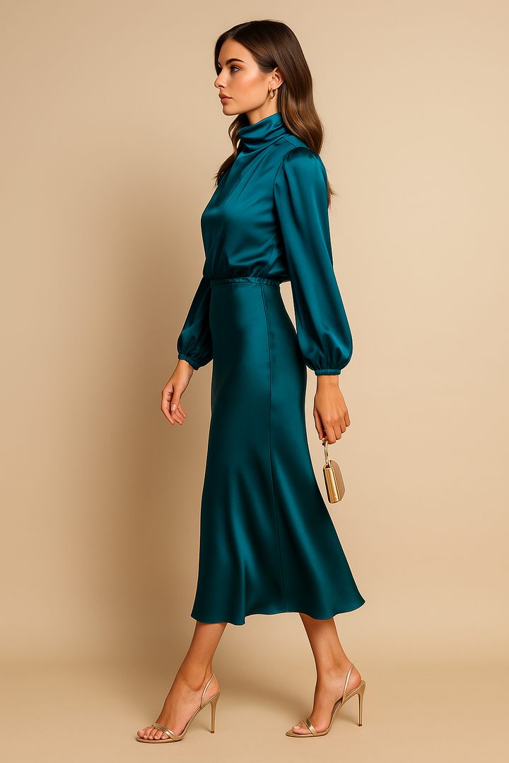 Women’s Elegant High Waist Midi Dress Versatile Style for Formal Occasions 10