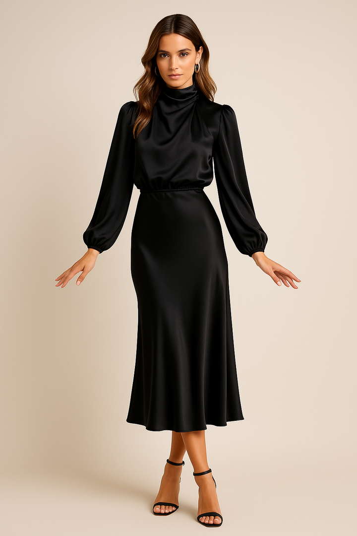 Women’s Elegant High Waist Midi Dress Versatile Style for Formal Occasions 11
