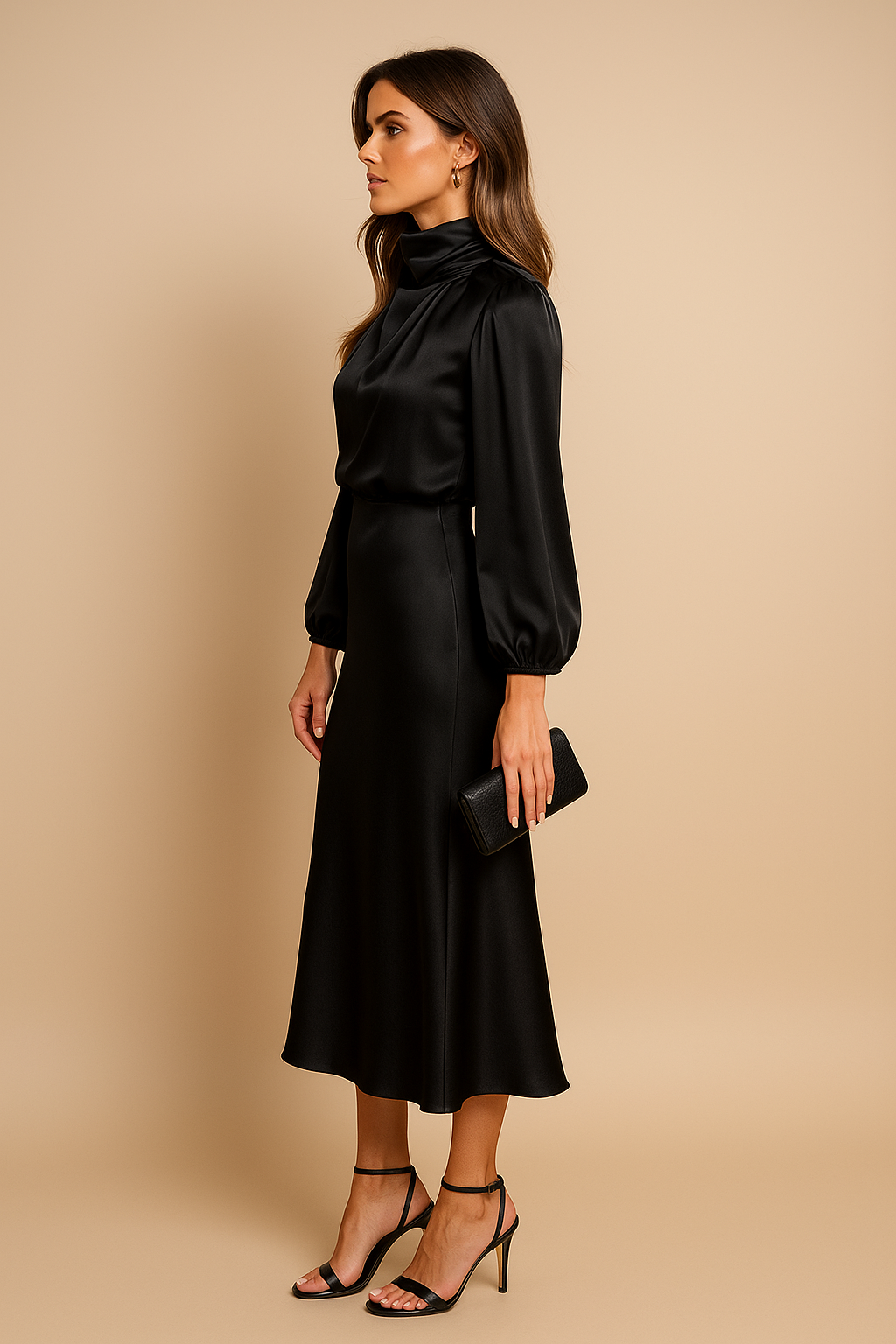 Women’s Elegant High Waist Midi Dress Versatile Style for Formal Occasions 4