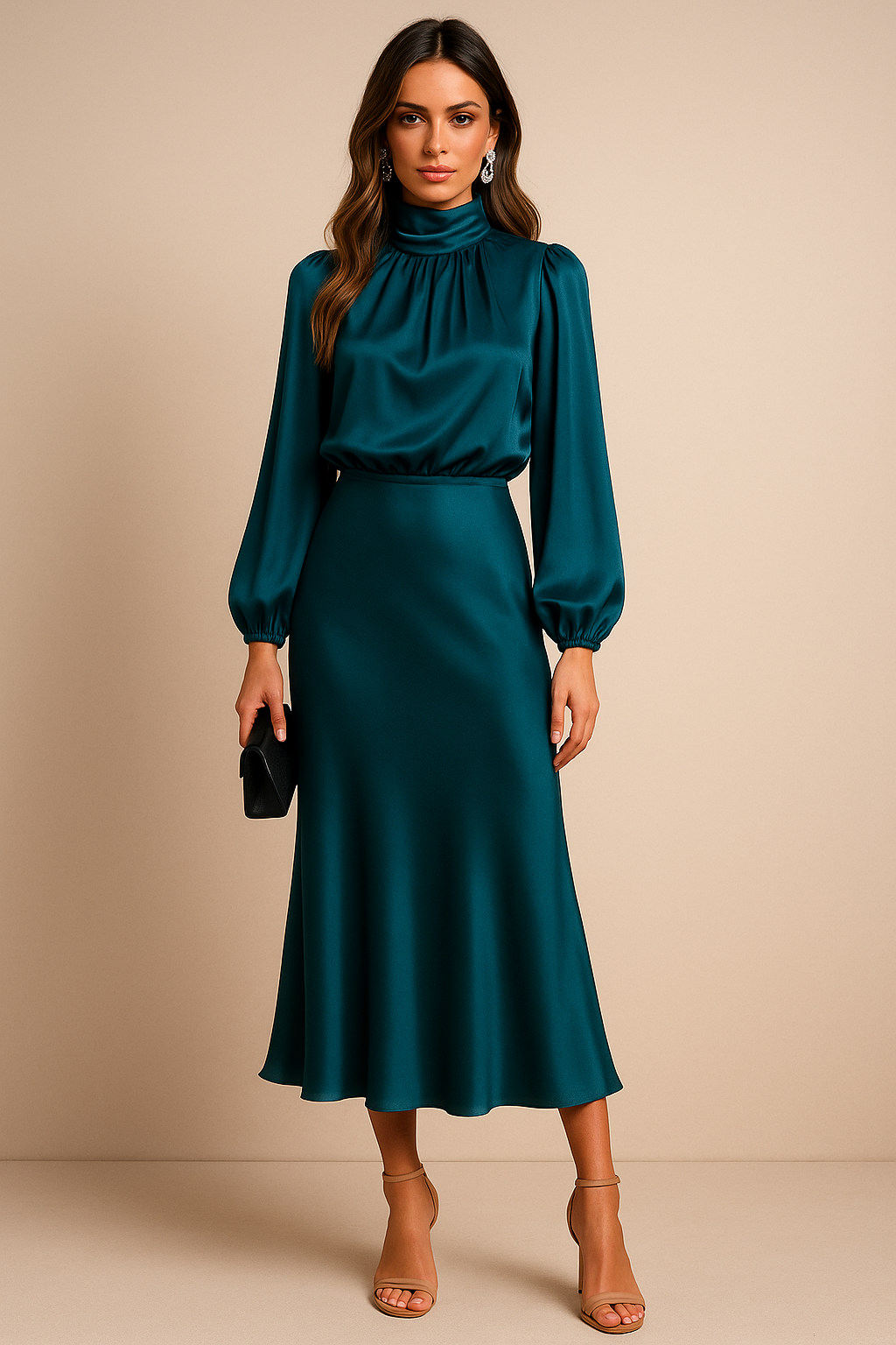 Women’s Elegant High Waist Midi Dress Versatile Style for Formal Occasions 6