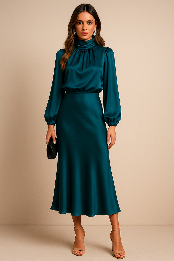 Women’s Elegant High Waist Midi Dress Versatile Style for Formal Occasions 6