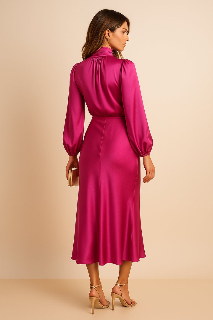 Women’s Elegant High Waist Midi Dress Versatile Style for Formal Occasions 8