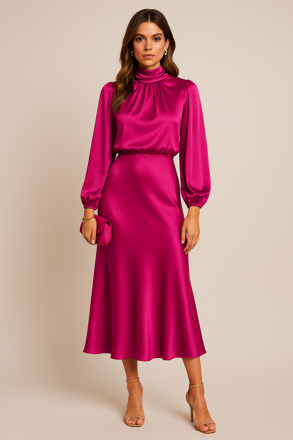 Women’s Elegant High Waist Midi Dress Versatile Style for Formal Occasions 9