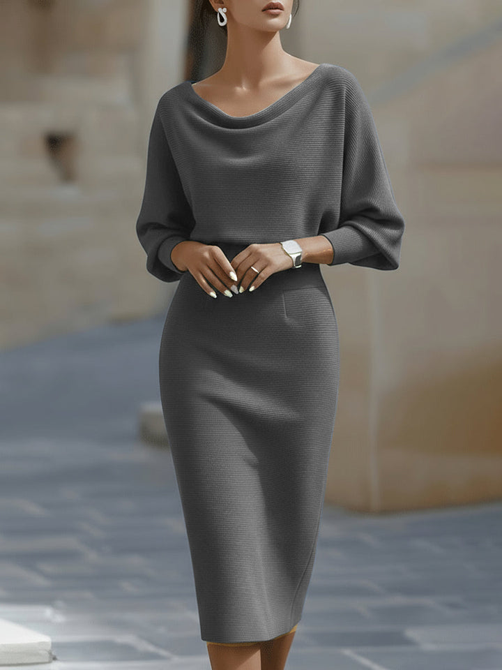 Women’s Elegant Midi Dress with Batwing Sleeves for Summer Events 2