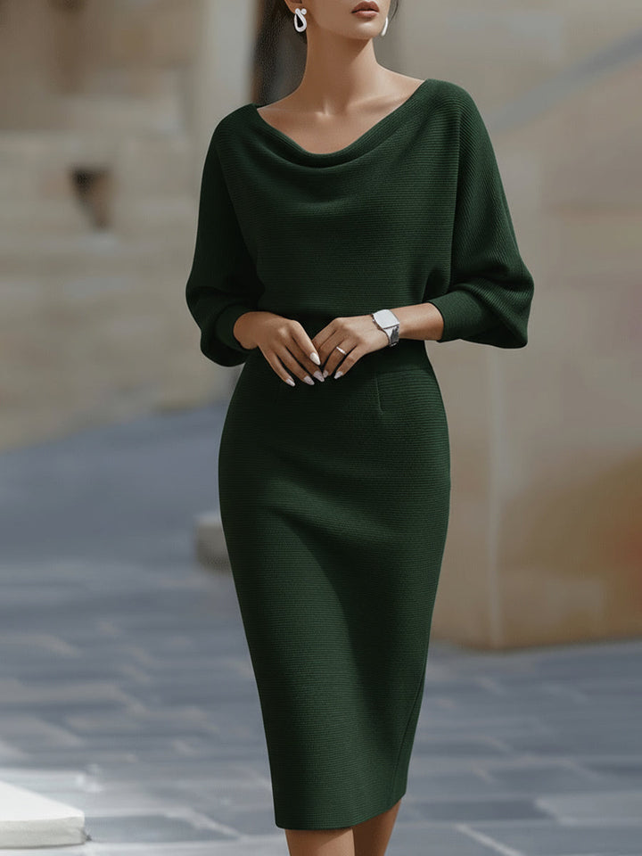 Women’s Elegant Midi Dress with Batwing Sleeves for Summer Events 3