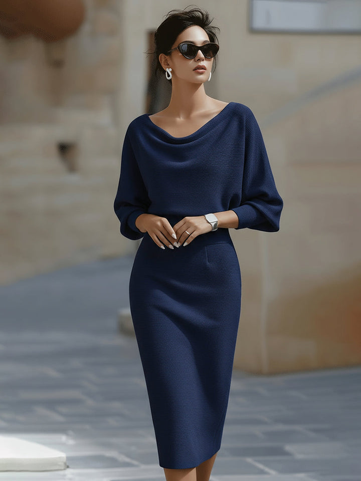 Women’s Elegant Midi Dress with Batwing Sleeves for Summer Events 4