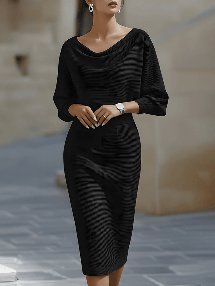 Women’s Elegant Midi Dress with Batwing Sleeves for Summer Events 5