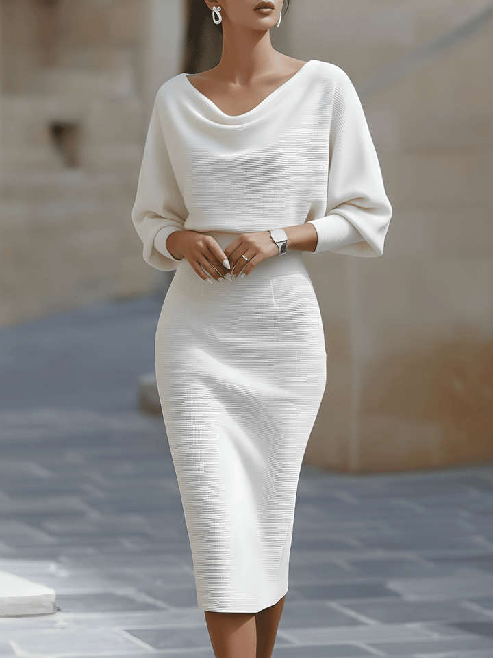 Women’s Elegant Midi Dress with Batwing Sleeves for Summer Events 6