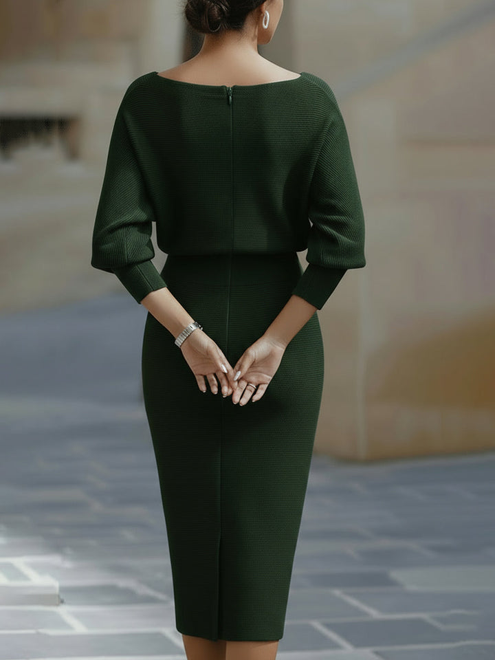 Women’s Elegant Midi Dress with Batwing Sleeves for Summer Events 7