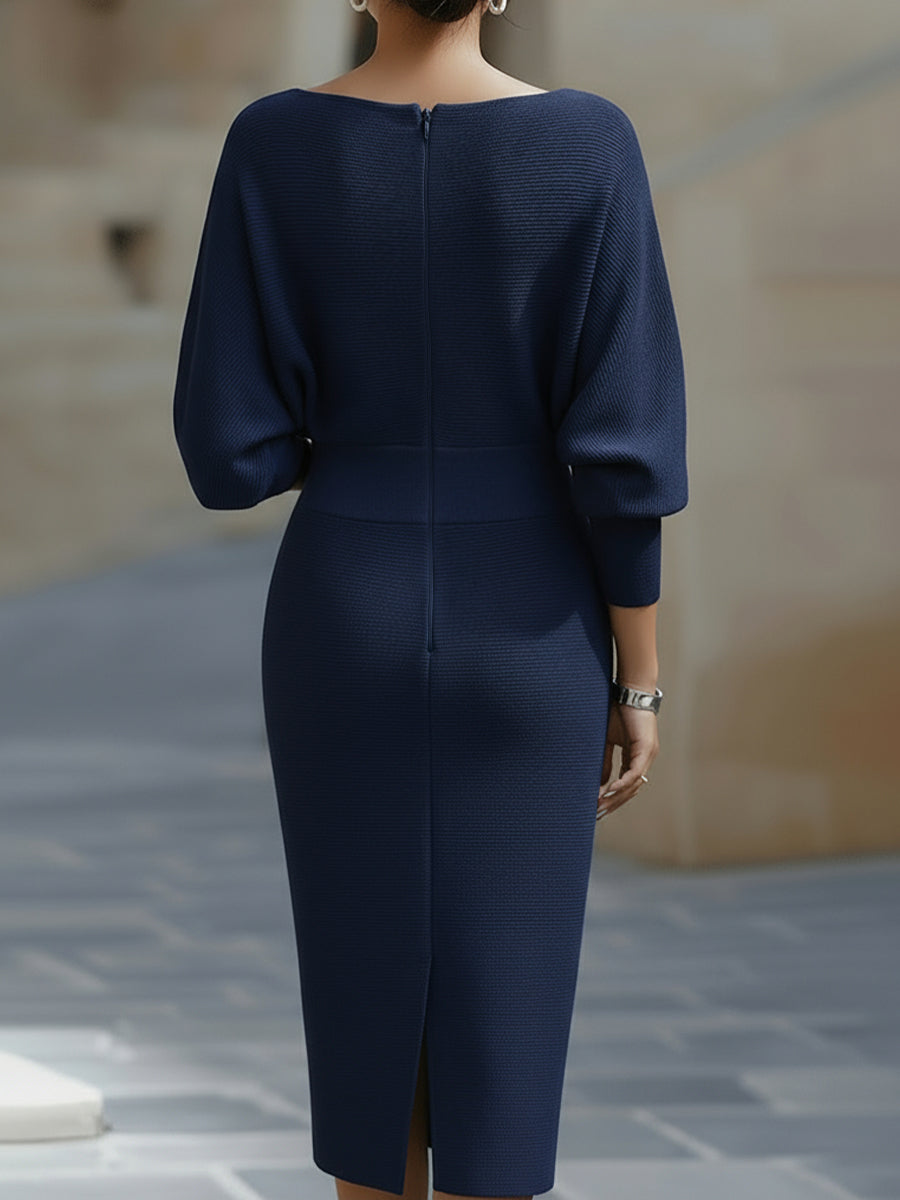 Women’s Elegant Midi Dress with Batwing Sleeves for Summer Events 8