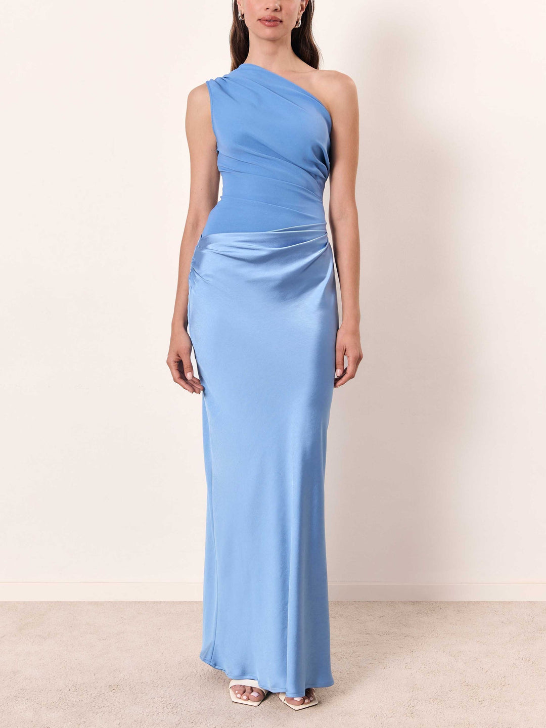 Women’s Elegant One Shoulder Pleated Maxi Dress for Formal Occasions 8