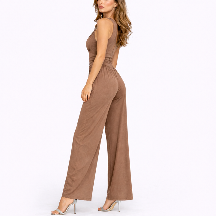 Women’s Elegant Sleeveless Wide-Leg Jumpsuit with V-Neck Design 3