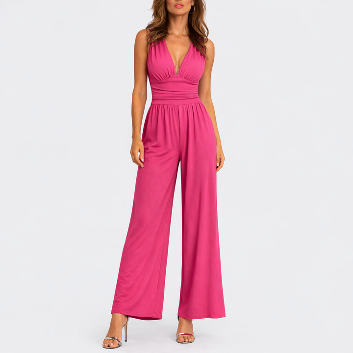 Women’s Elegant Sleeveless Wide-Leg Jumpsuit with V-Neck Design 8