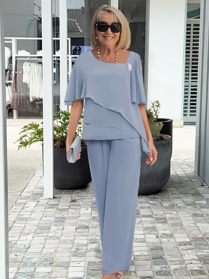Women’s Elegant Two Piece Pants Set Stylish Summer Outfit 0