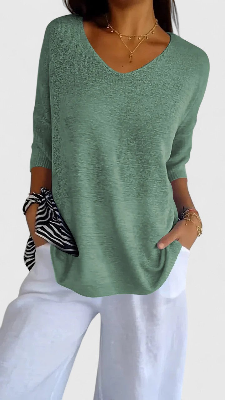 Women’s Elegant V-Neck Top Comfortable and Flattering Design 1