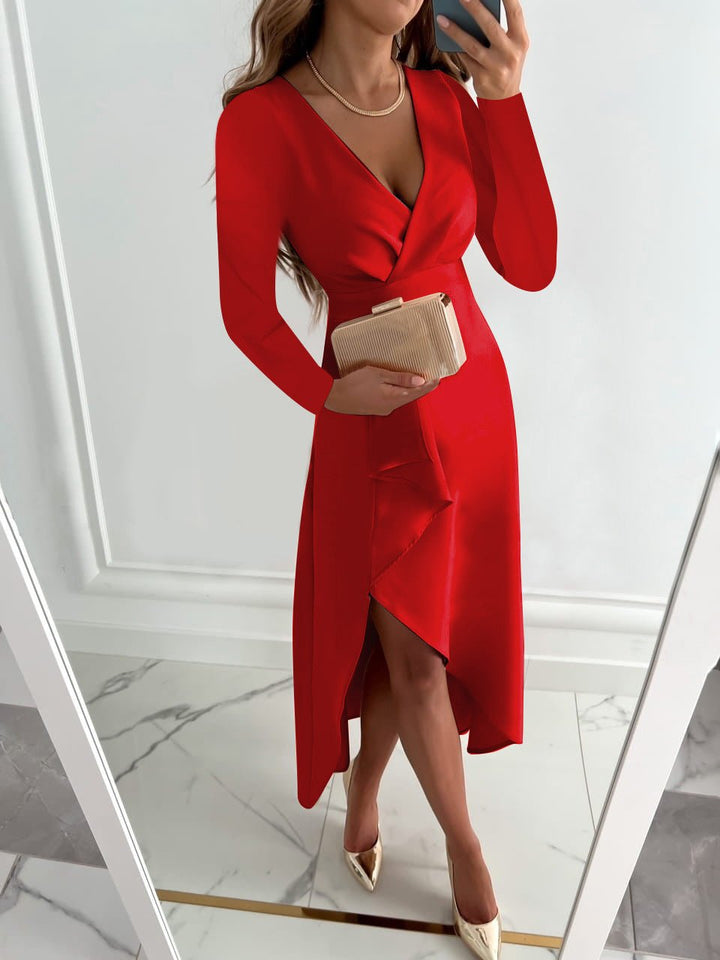 Women’s Elegant V Neck Midi Dress Summer Sheath Style 3
