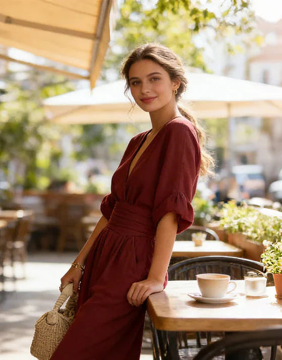 Women’s Elegant Wide-Leg Jumpsuit Wrap-Style Design 4