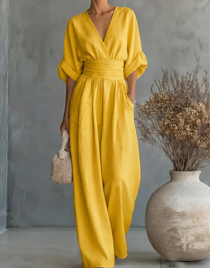 Women’s Elegant Wide-Leg Jumpsuit Wrap-Style Design 9