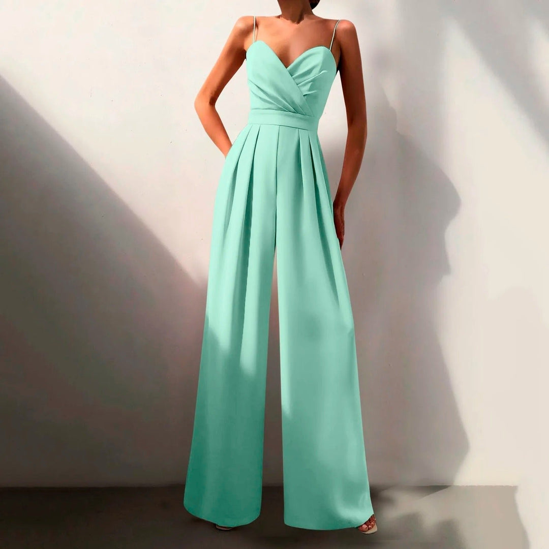 Women’s Elegant Wide Leg Jumpsuit Sweetheart Neck Spaghetti Strap Style 2
