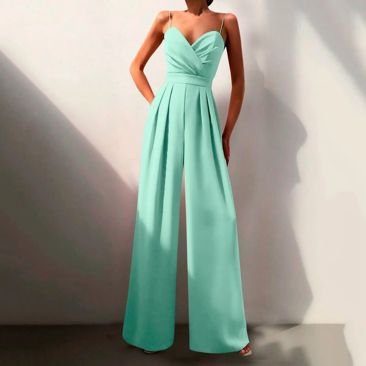 Women’s Elegant Wide Leg Jumpsuit Sweetheart Neck Spaghetti Strap Style 2
