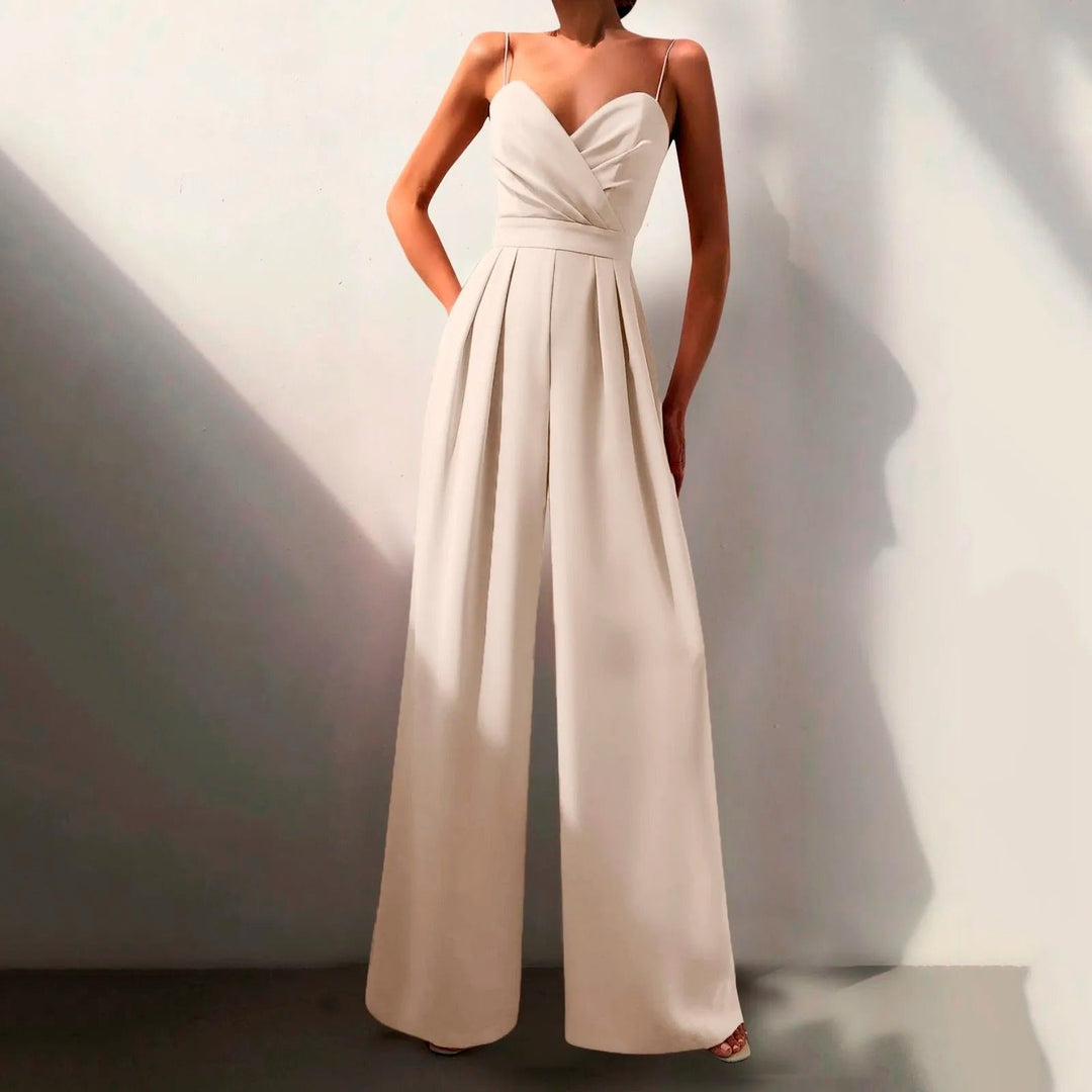 Women’s Elegant Wide Leg Jumpsuit Sweetheart Neck Spaghetti Strap Style 4