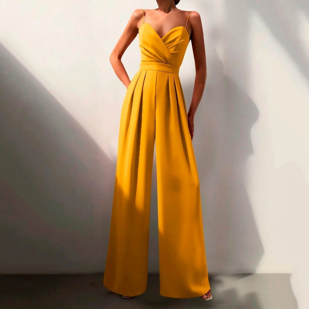 Women’s Elegant Wide Leg Jumpsuit Sweetheart Neck Spaghetti Strap Style 5