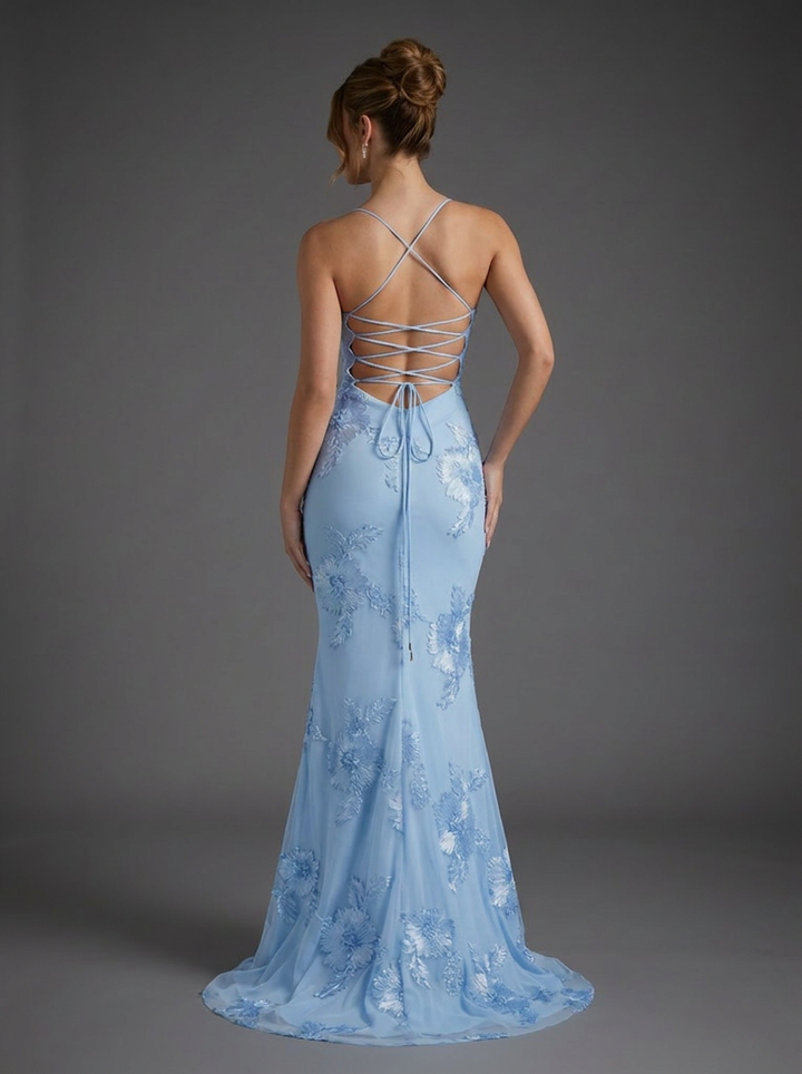 Women’s Embroidered Fishtail Maxi Dress Elegant Corset Design 7