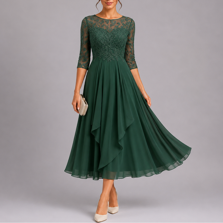Women’s Embroidered Lace Midi Dress Elegant Wedding Guest Style 2