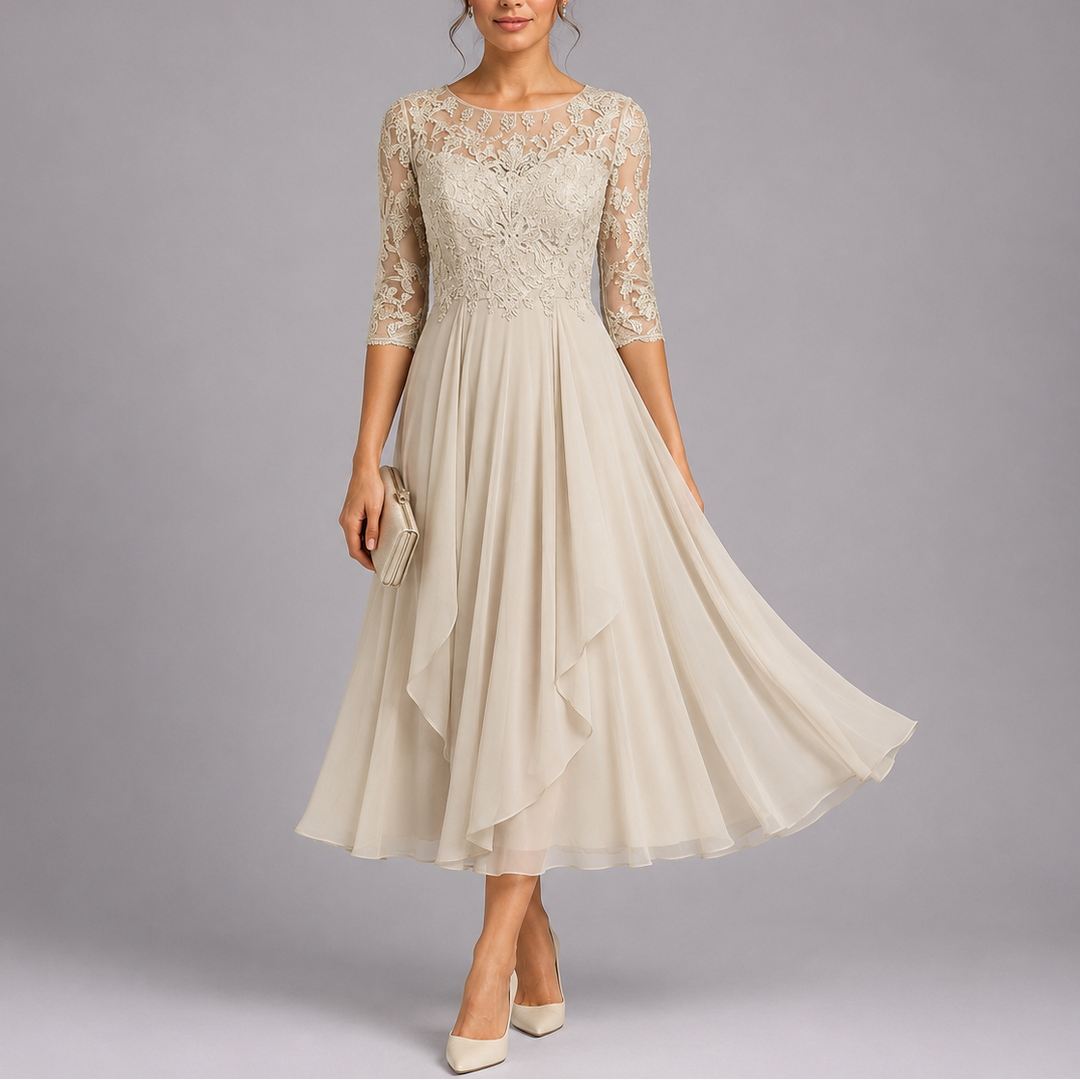 Women’s Embroidered Lace Midi Dress Elegant Wedding Guest Style 3