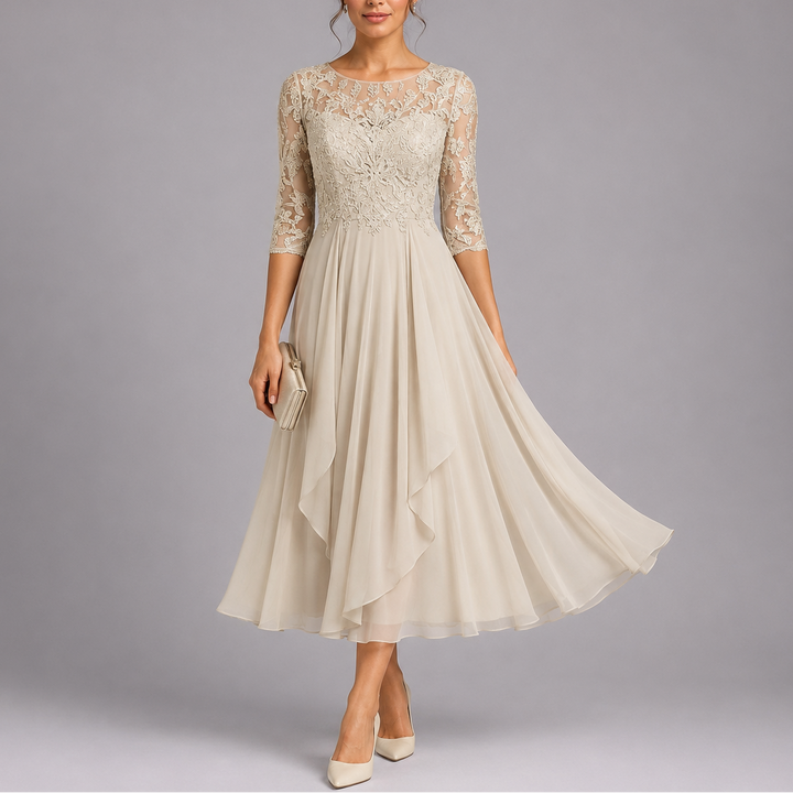 Women’s Embroidered Lace Midi Dress Elegant Wedding Guest Style 3