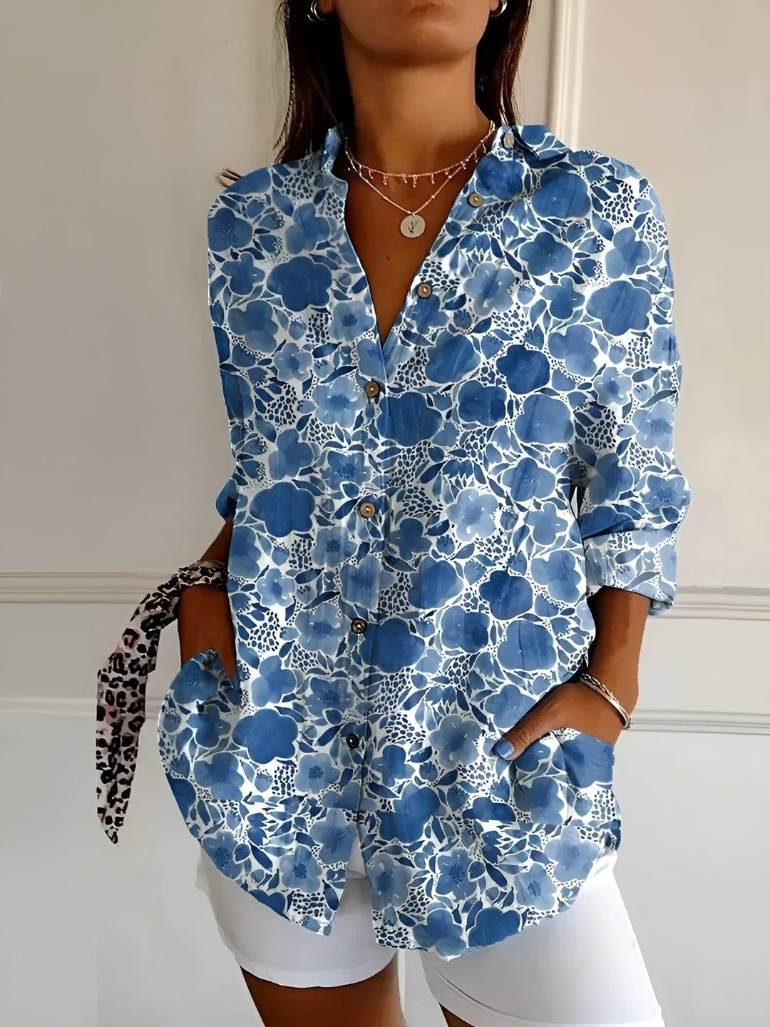 Women’s Floral Blouse Button Front Relaxed Summer Style 1