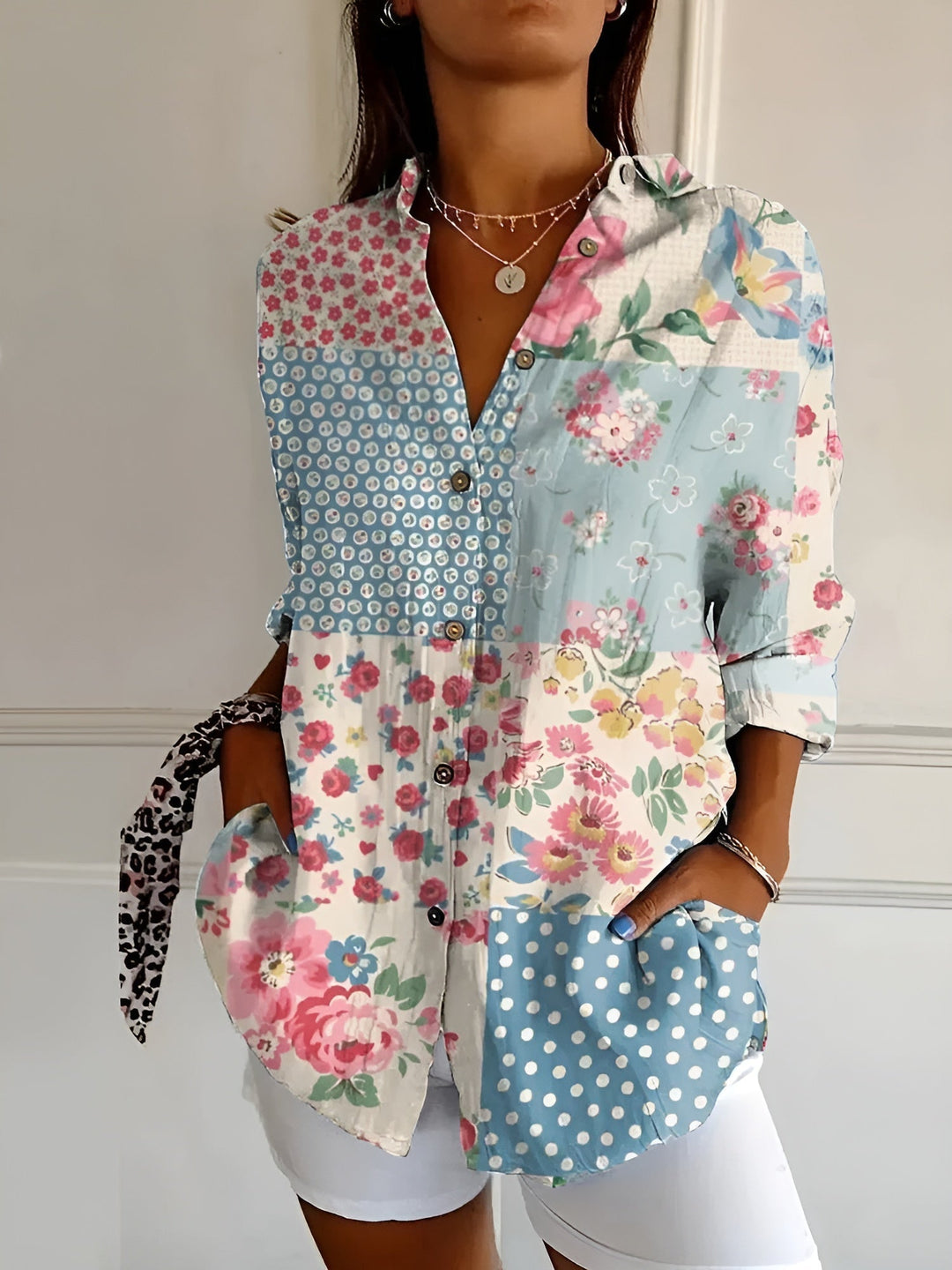 Women’s Floral Blouse Button Front Relaxed Summer Style 2