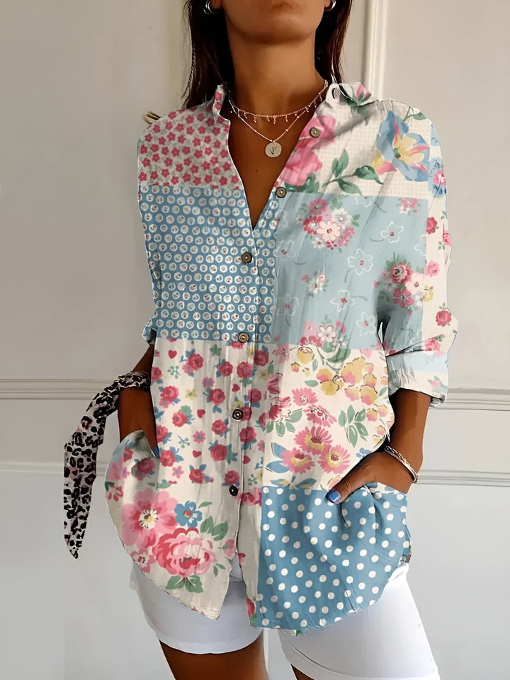Women’s Floral Blouse Button Front Relaxed Summer Style 2
