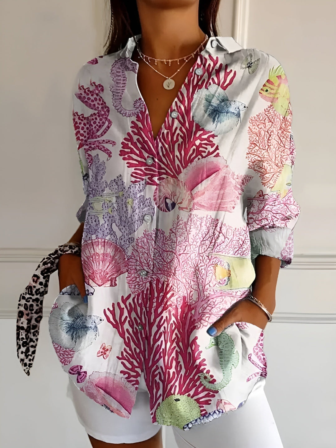 Women’s Floral Blouse Button Front Relaxed Summer Style 3