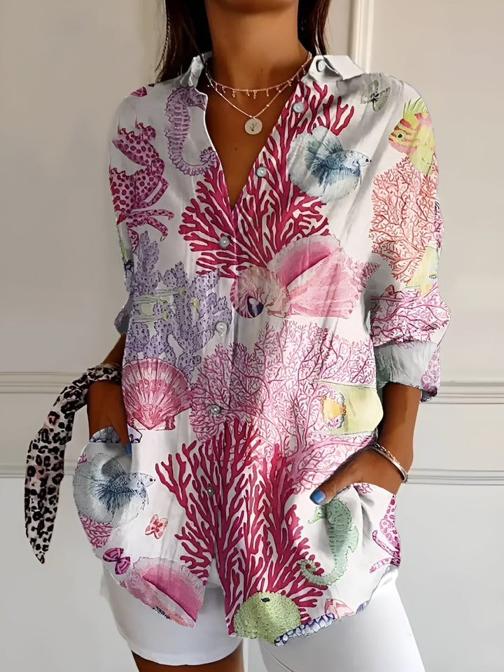 Women’s Floral Blouse Button Front Relaxed Summer Style 3