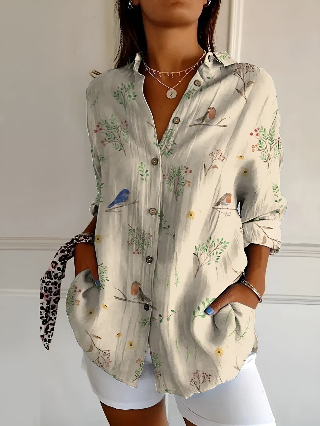 Women’s Floral Blouse Button Front Relaxed Summer Style 4