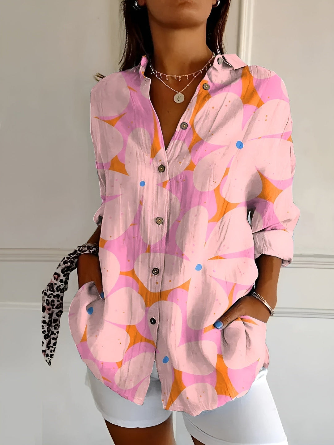 Women’s Floral Blouse Button Front Relaxed Summer Style 5