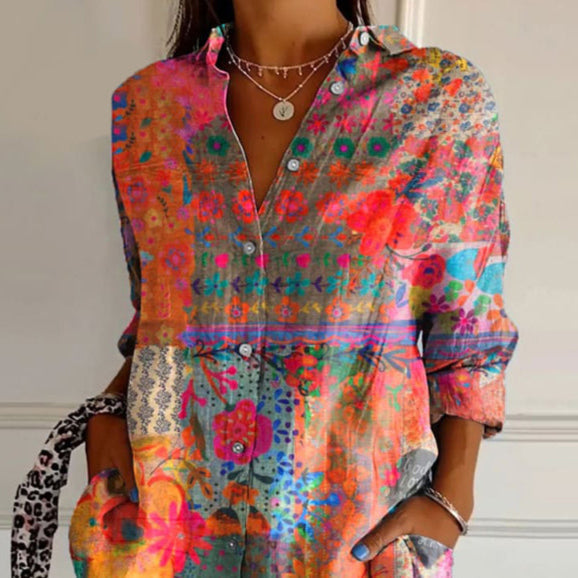 Women’s Floral Blouse Lightweight Vintage Style 1