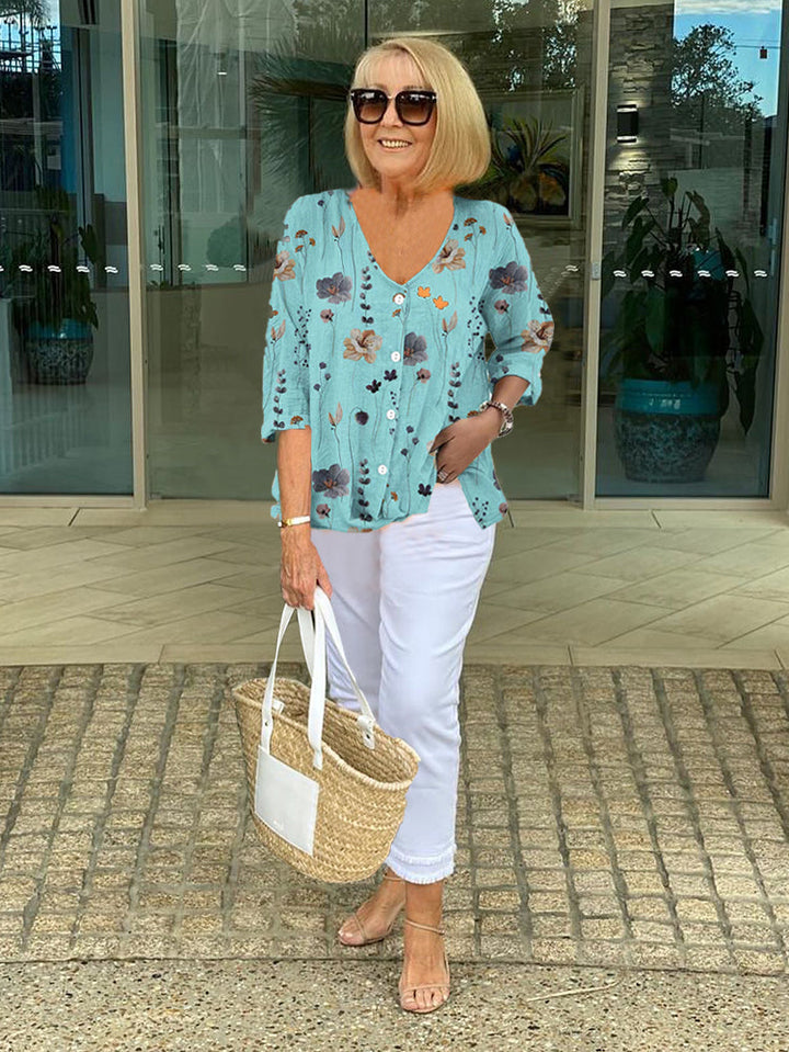 Women’s Floral Blouse Relaxed Fit Lightweight Summer Style 0