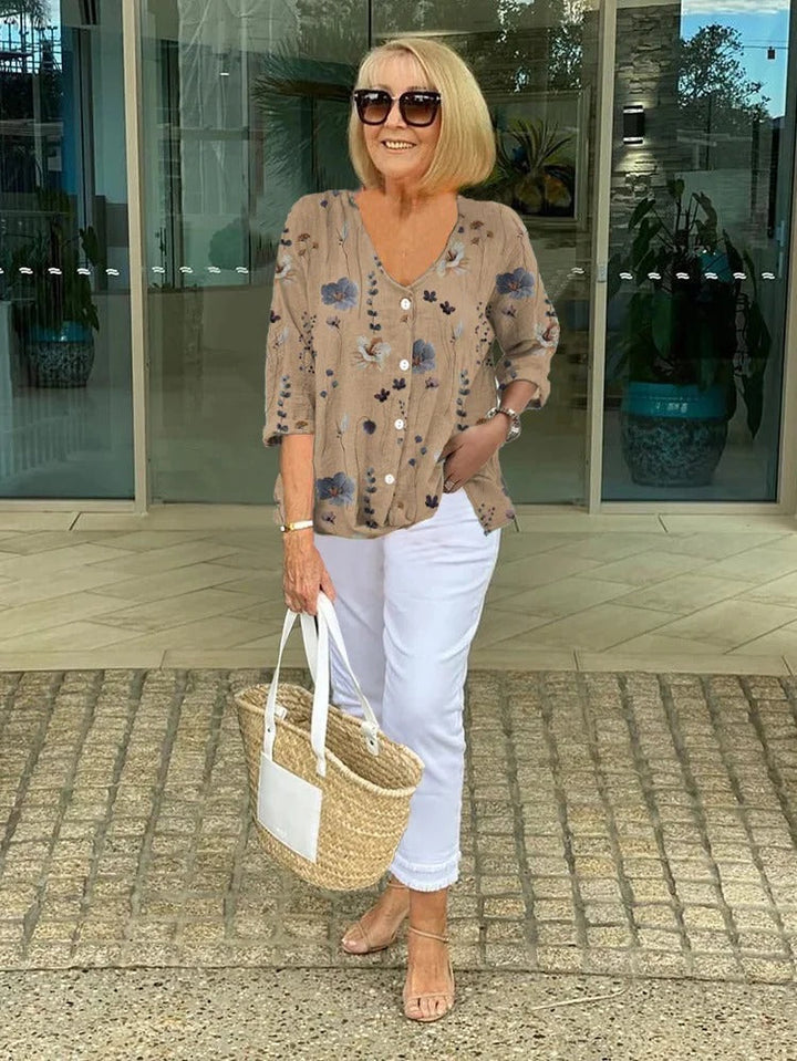 Women’s Floral Blouse Relaxed Fit Lightweight Summer Style 1