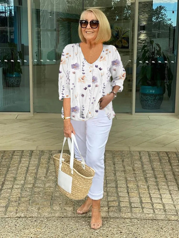 Women’s Floral Blouse Relaxed Fit Lightweight Summer Style 2