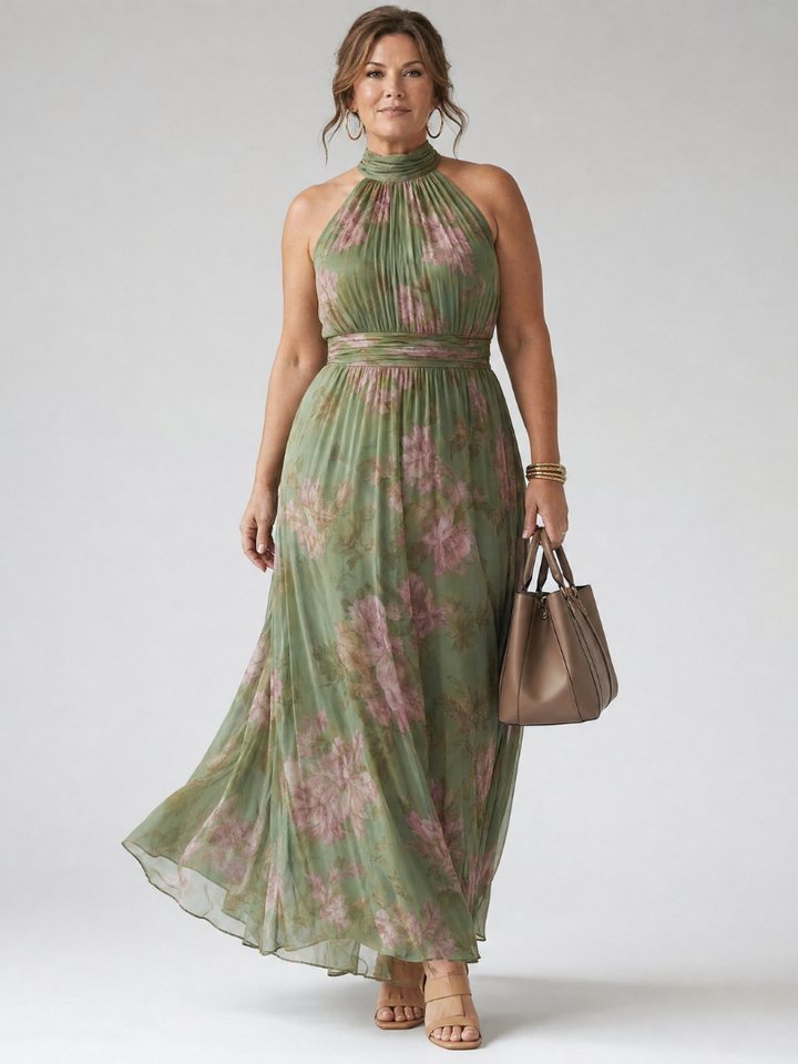 Women’s Floral Halter Midi Dress Lightweight Summer Style 5