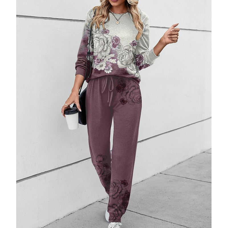 Women’s Floral Lounge Two-Piece Set Relaxed Fit 0